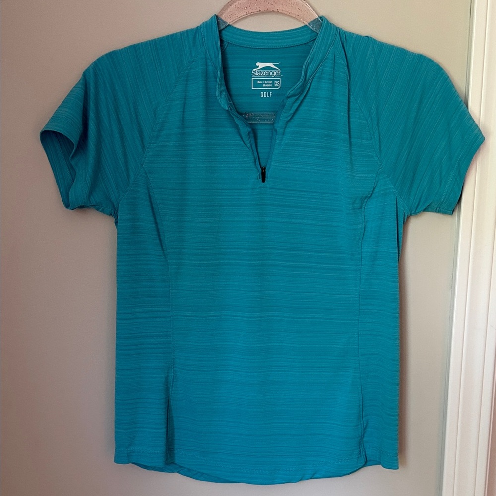 Slazenger Women's Teal Short-Sleeve Half-Zip Golf Top